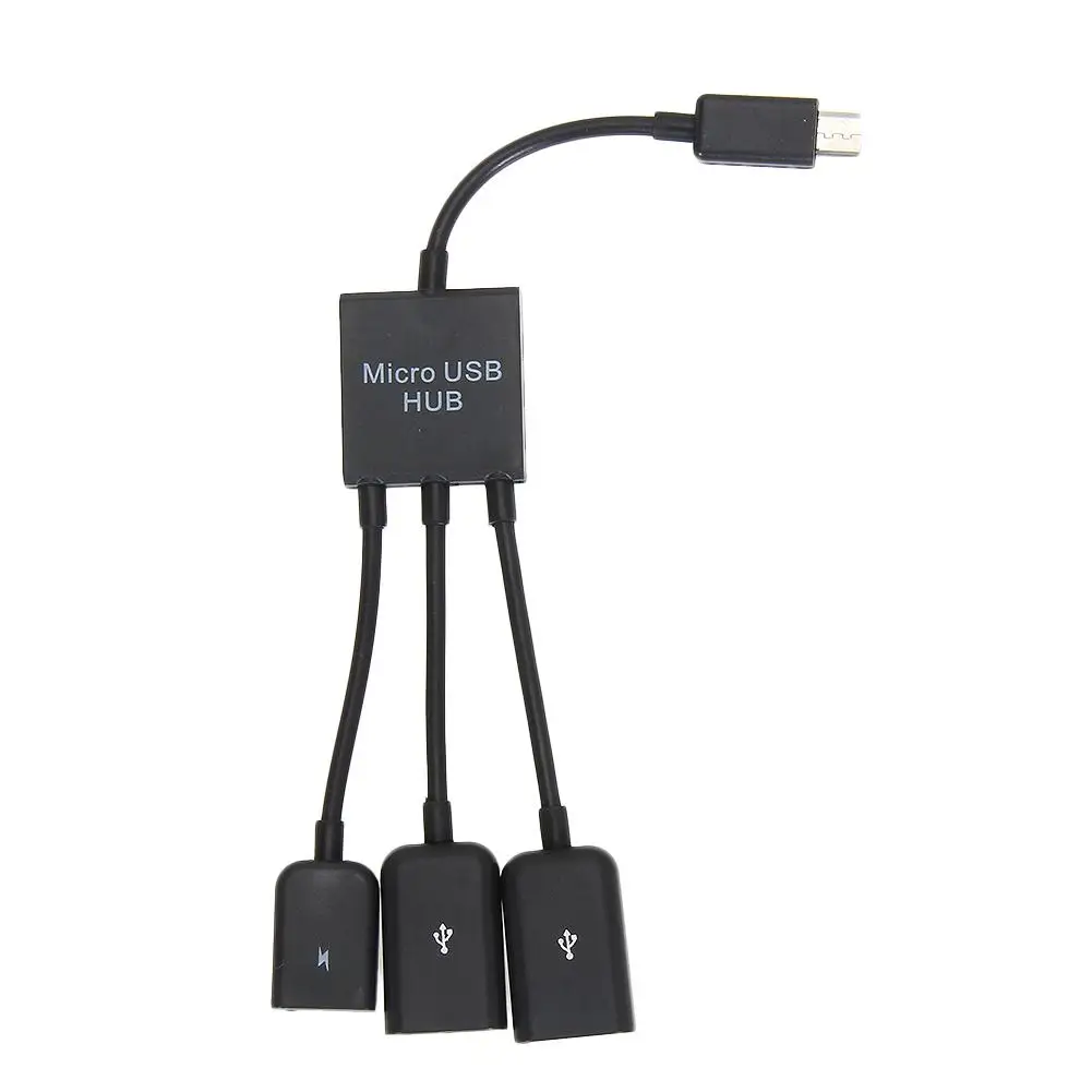 Для Samsung 3в1 Male to Female Dual Micro USB 2 0 Host OTG Hub Adapter Cab для клавиатуры Mouse Card Reader Phone Tablet