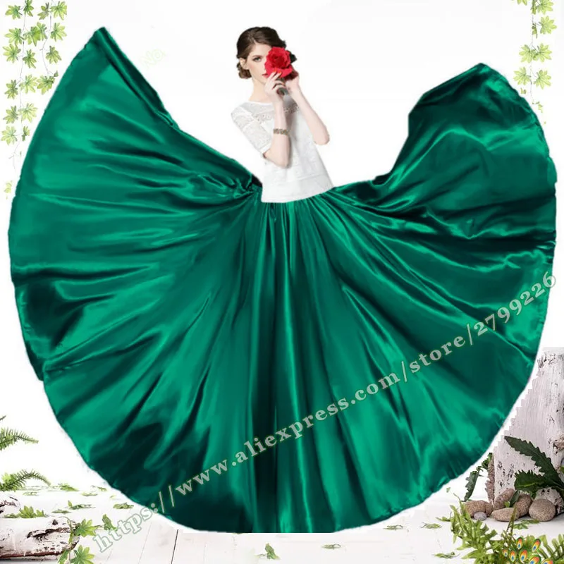 Summer Female Clothing Vintage Retro Casual Elegant Green Satin Chiffon Plus Large Size 6XL 7XL Ladies Long Maxi Skirts Womens