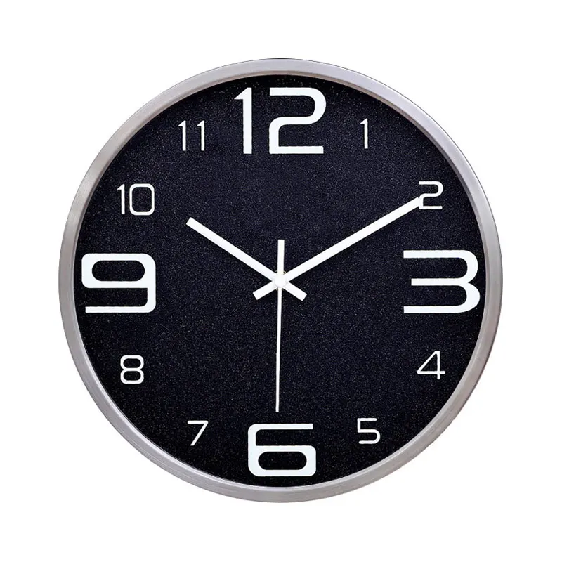 Большие настенные часы черные металлические креативные с бесшумным механизмом