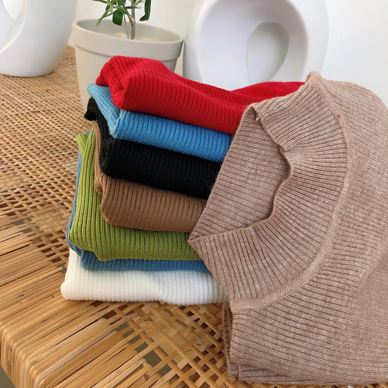 Зимние топы Женский вязаный свитер повседневный мягкий джемпер с высоким