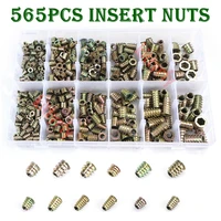 565pcs threaded inserts nuts wood insert assortment tool kit m4m5m6m8m10 furniture screw inserts bolt fastener