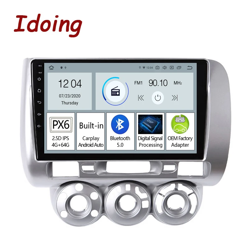 

Idoing9 "PX6 Android автомобильный радиоприемник, мультимедийный плеер для Honda Jazz Fit 1 GD 2001-2008, GPS-навигация CarplayAuto, Bluetooth, головное устройство