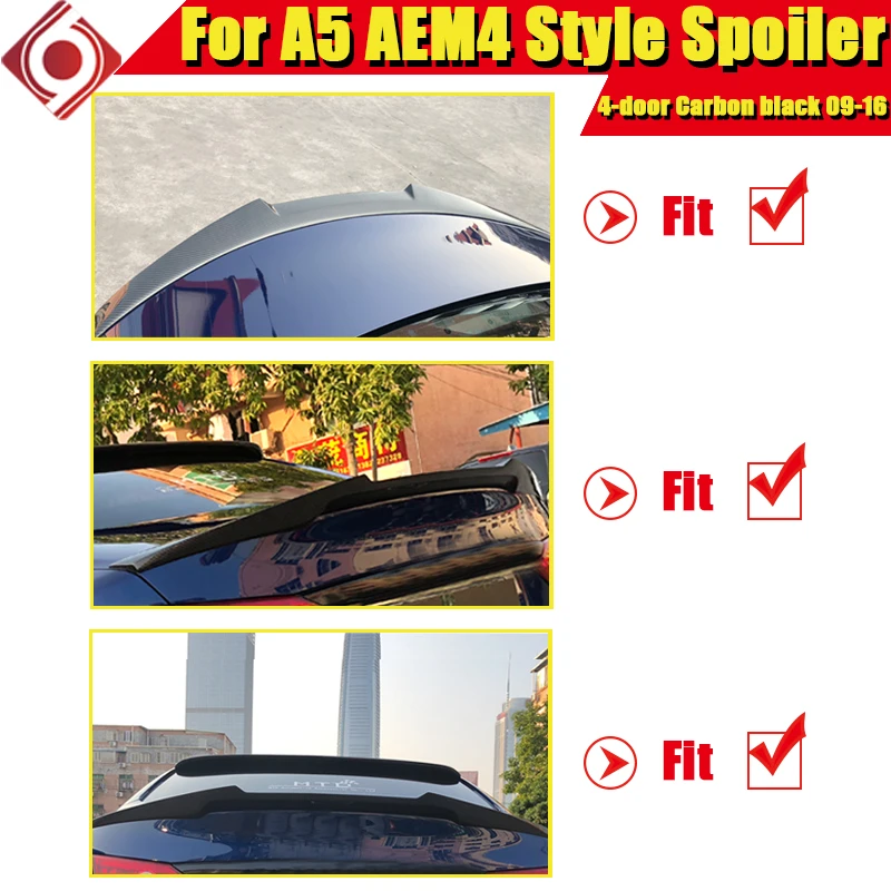 Fits For Audi A5 4-Door Coupe sedan duckbill Spoiler Tail Wing M4 Style Carbon Fiber Black Rear Trunk Lid Wings 2009-16 | Автомобили и