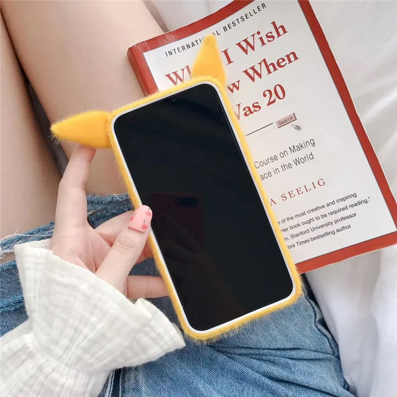 Осенне-зимний плюшевый чехол для телефона с Пикачу iphone 11 pro XS MAX XR X 6 6s 7 8 plus мягкий