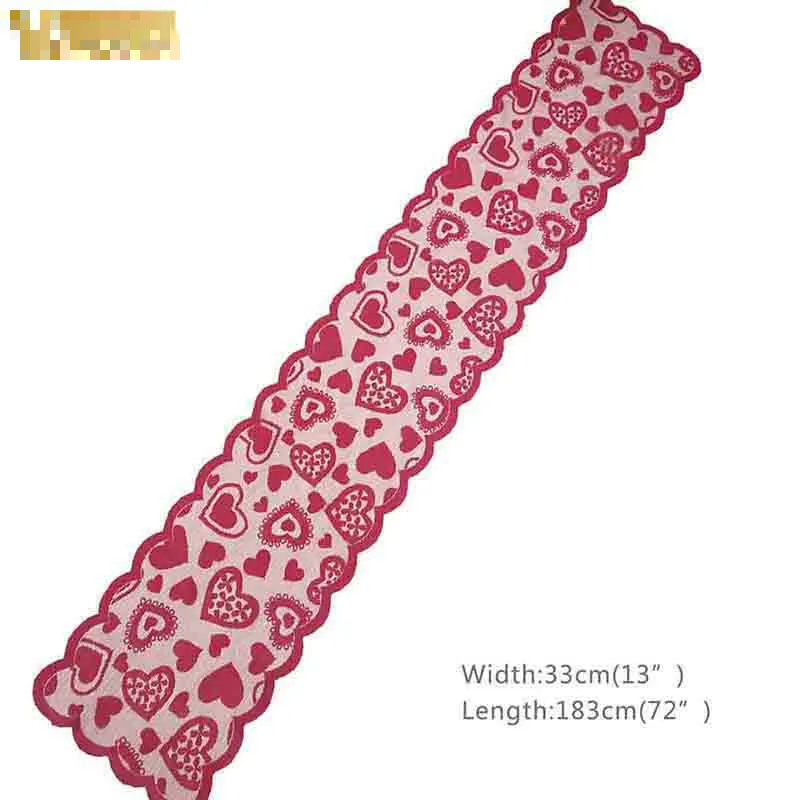 

Red Heart Table Runners Polyester Love Valentine's Day Wedding Modern Table Lace Fabric Tablecloth Covers Party Table Decoration