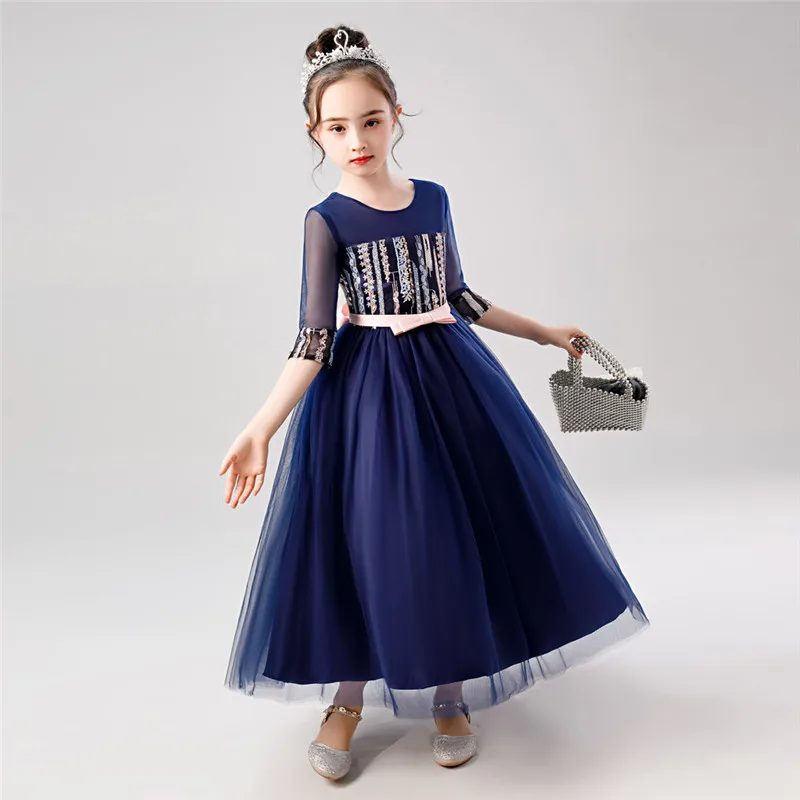 Торжественное платье для девочек детское принцессы с цветочным рисунком