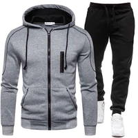 mens casual tracksuit 2021 spring and autumn sports jacket zipper hoodies and sweatpants two piece oversize sportswear male