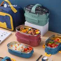 worthbuy portable lunch box for kids women picnic school bento box 188 stainless steel food container leak proof salad food box