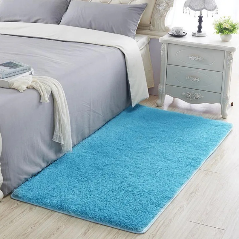 Blue High Quality Big Size Bathroom Carpet Floor Rug Bedroom Kitchen Bathroom Mat Sofa Rug 1pcs Rectangle Solid Bath Mat Doorway Rug - Цвет: Blue