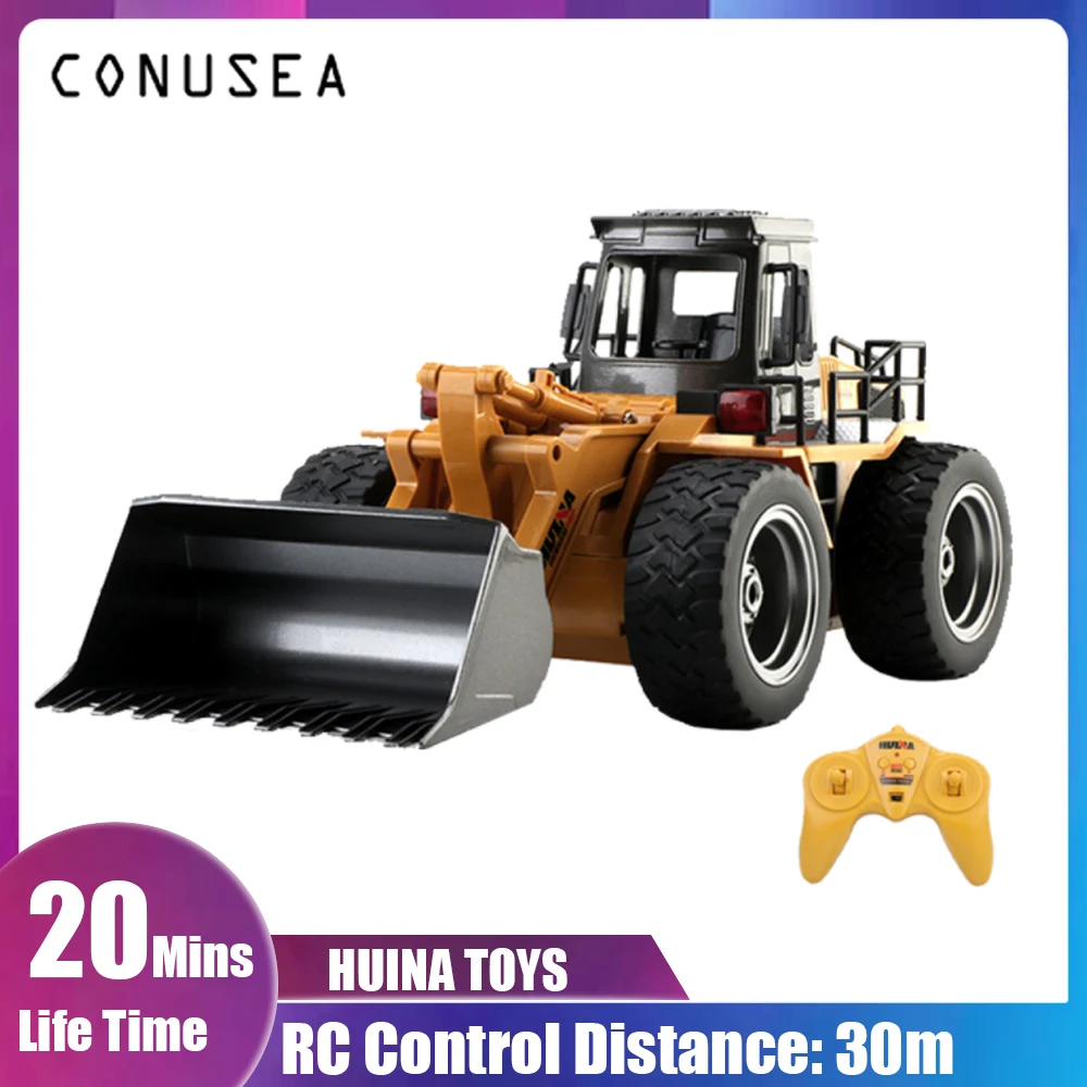 HUINA 1/18 RC Truck Bulldozer Alloy Tractor Engineering Cars Caterpillar Model 2.4G Radio Controlled Car Excavator Toys For Boy