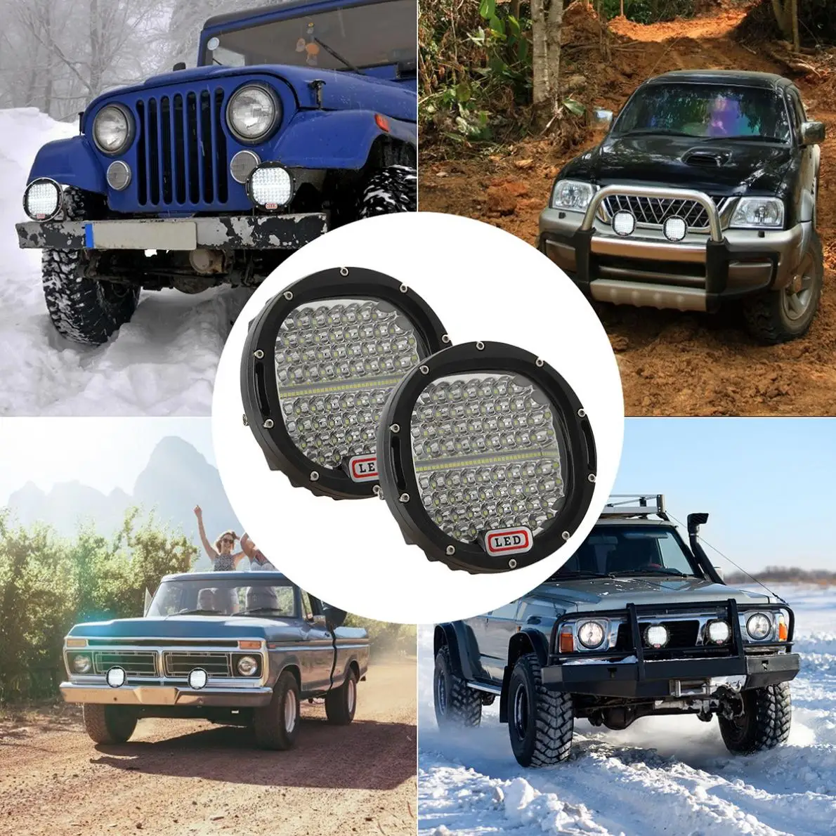 

7 Inch 300W 6000K Work Driving Lights Spot / Flood light HID Vehicle Driving Lights for Offroad SUV / ATV / Truck / Boat