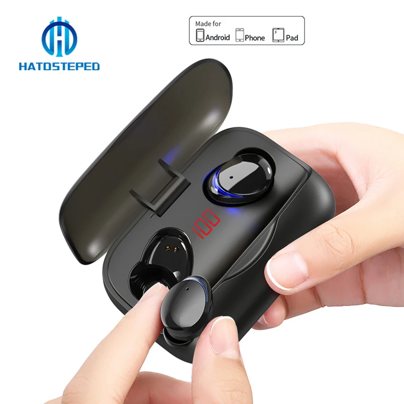 Bluetooth наушники true V5.0 Беспроводная Спортивная гарнитура с длительным временем ожидания светодиодный сенсорный IPX7 водонепроницаемые наушники с внешним аккумулятором для xiaomi