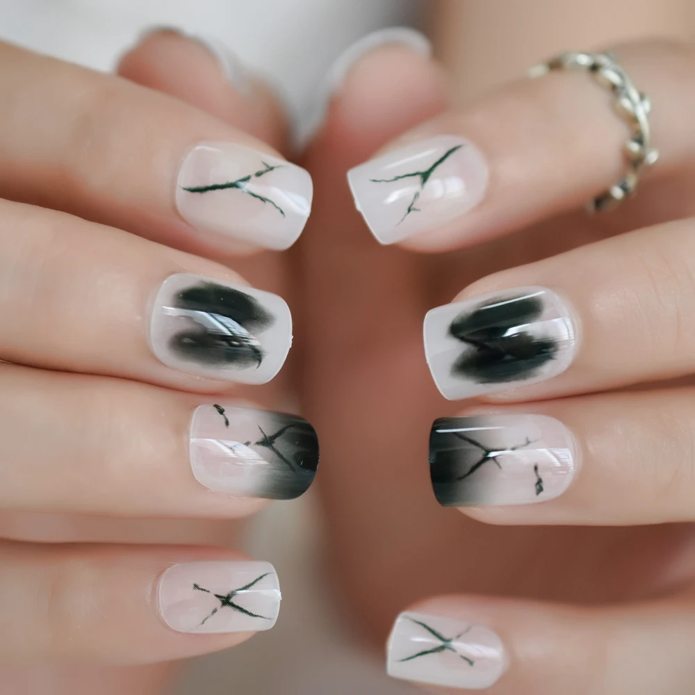 Выцветающие накладные ногти Короткие молочные белые дамские для ежедневного