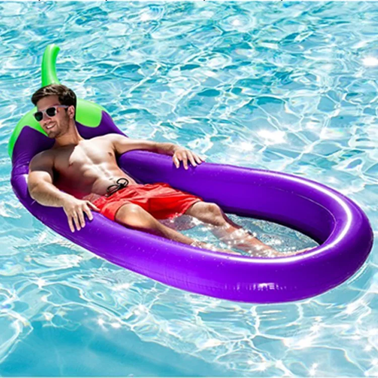 Inflatable Eggplant Floating Row Foldable Net Recliner Bed Large Mesh Swimming Ring Water Pad | Спорт и развлечения