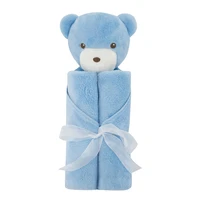 baby blankets unisex cartoon blue bear newborn soogan wrap swaddle toddler infant bed warm knit quilt pom super soft lange bebes