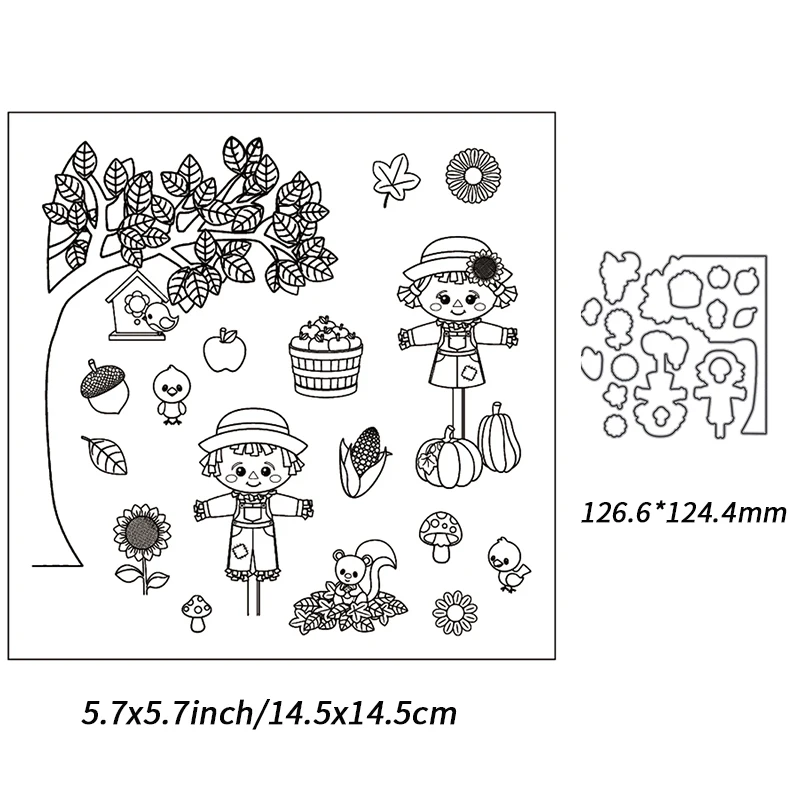 

New Arrival Clear Stamps Cutting Dies 2021 For Scrapbooking Paper Making Autumn Cute Scarecrow Craft Set Card Transparent Seal