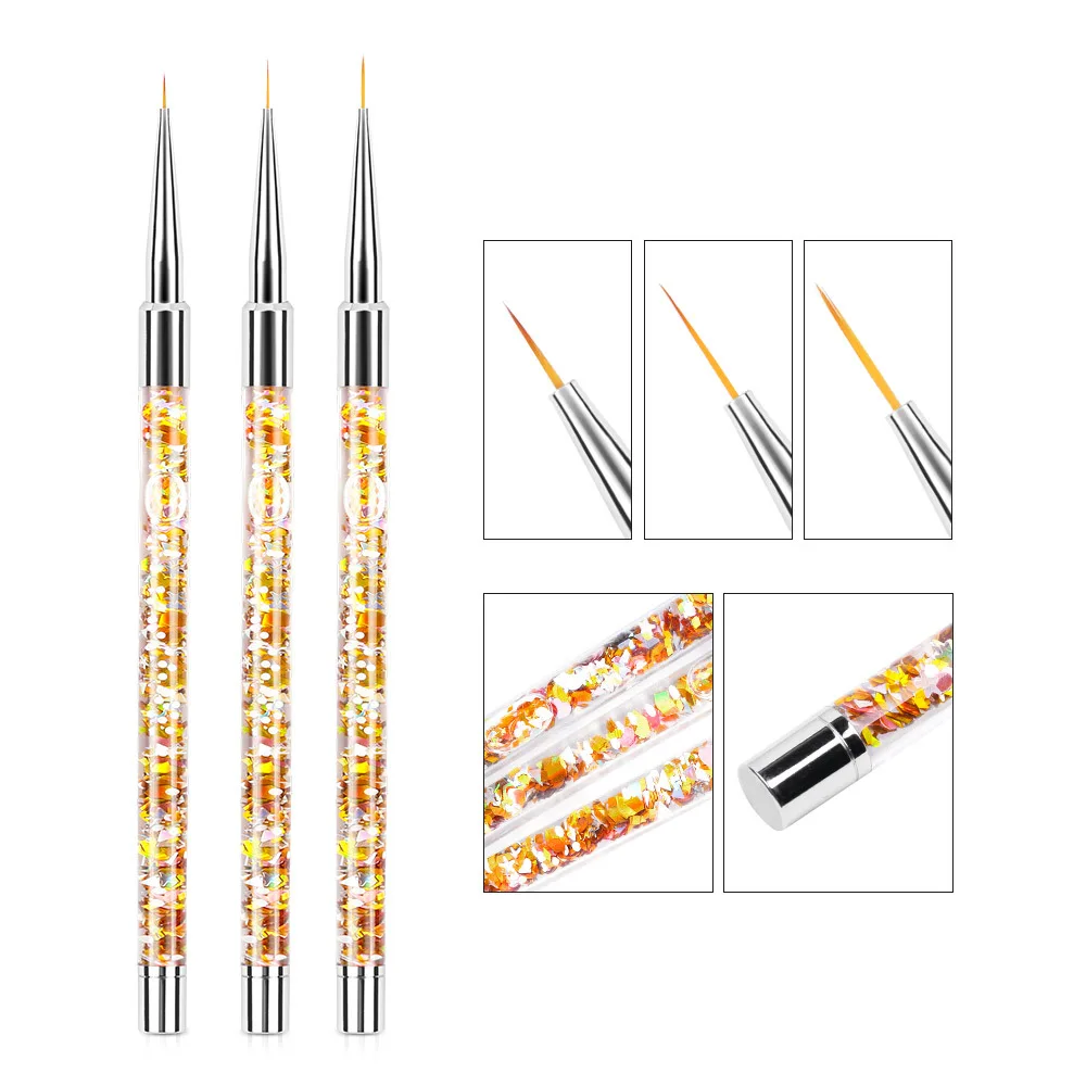 

1Pcs Nail Art Brush Crystal Acrylic Thin Liner Drawing Pen Painting Stripes Flower Nail Art Manicure Tool