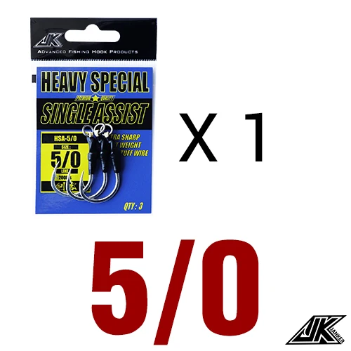 JK HSA Poppers Lure Wood 4X Heavy jigging Hooks Sea Power Assist Fishhook Stick Baits Luring Boat Hook Fishing 5/0 7/0 9/0 11/0 - Цвет: 5 l 0 -1pack