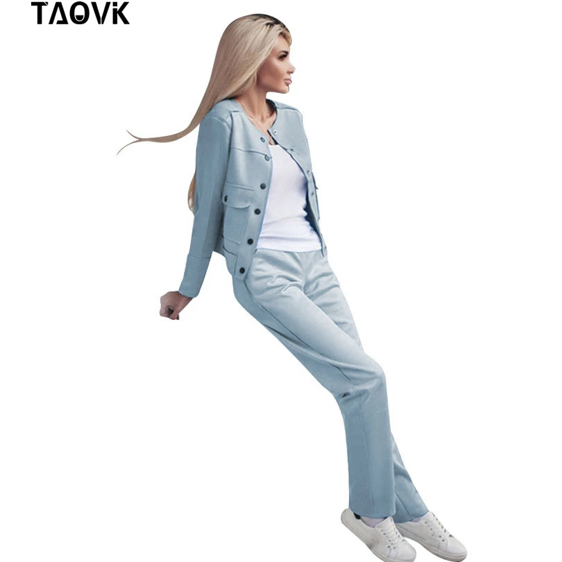 Женский спортивный костюм из двух предметов TAOVK однобортный жакет без воротника
