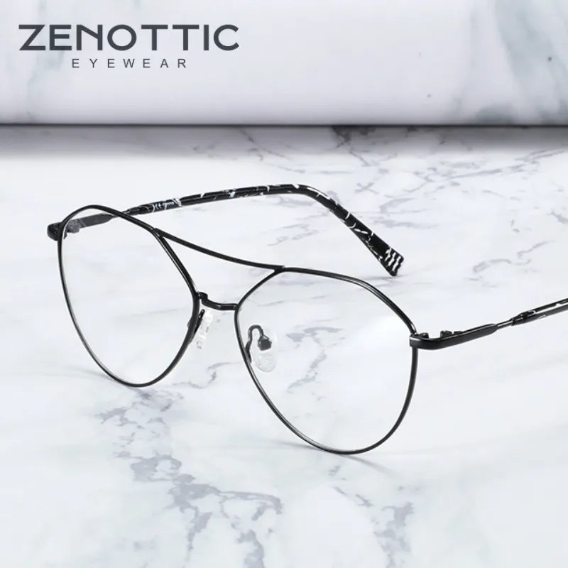 

ZENOTTIC Brand Designer Round Eye Glasses Frame Men Optical Myopia Prescription Eyewear Goggle Alloy Double Bridge Eyeglasses