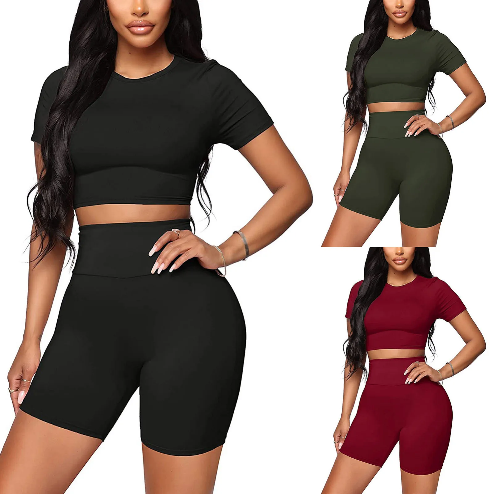 

Бесшовный костюм, тренировочный костюм, женская спортивная одежда, спортивный костюм для тренажерного зала с высокой талией, спортивный ко...