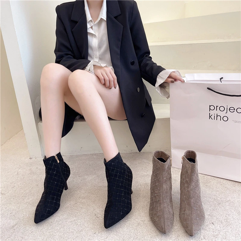 

Side Zipper Short Boots Pointed High Heel Fashion Boots Shoes Women Martin Boots Autumn Comfortable Fashion Short Boots Women