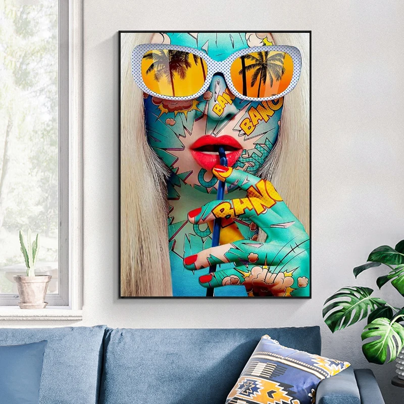 

Abstract Graffiti Art Girls Canvas Art Posters and Prints Colorful Woman Art Canvas Paintings on The Wall Street Art Pictures