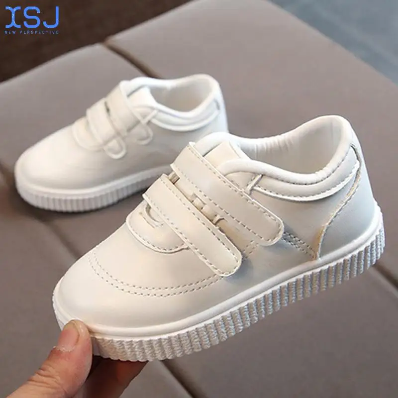 

Childrens Sports Shoes Boys and Girls Leather Shoes White Black School Shoes Pink Casual Shoes Elastic Soles Fashion