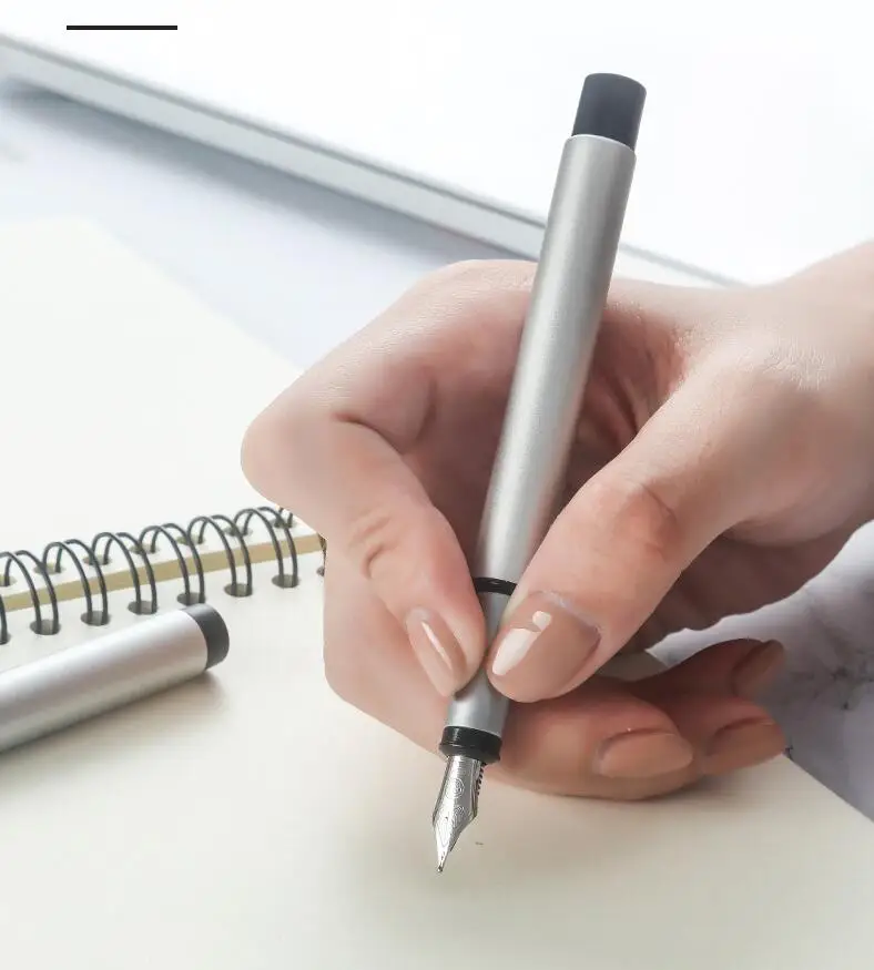 Черная/Серебристая титановая перьевая ручка золотистые чернильные ручки