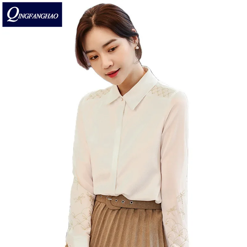 

Korean style long-sleeved shirt women OL Fashion temperament Slim Top blouses q6269