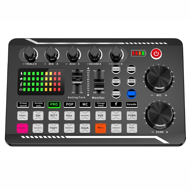 

2021 New F998 Sound Card Microphone Sound Mixer Sound Card Mixing Console Amplifier For Phone PC