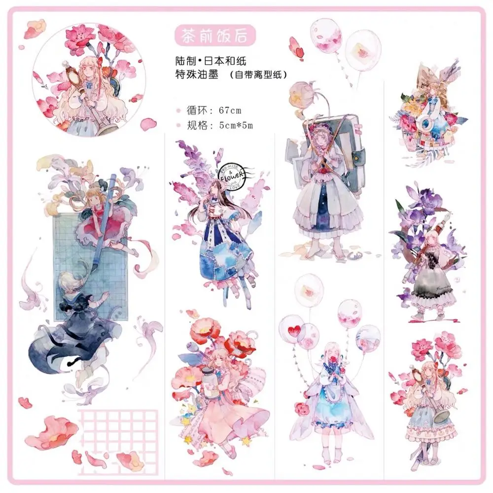 

Fairy Flower Girl Washi Tapes Bullet Journal Masking Tape Adhesive Tape DIY Scrapbooking Washi Stickers