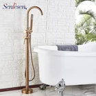 Senlesen розово-золотистый настенный смеситель для холодной и горячей воды с одной ручкой и двойным управлением, смеситель для ванны, душа и ванной