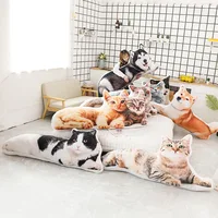 80/140cm soft Long Husky soft Pillow 3D printed Realistic Shiba Inu Dog Cat Bed Cushion Decor practical hot christmas gift kid