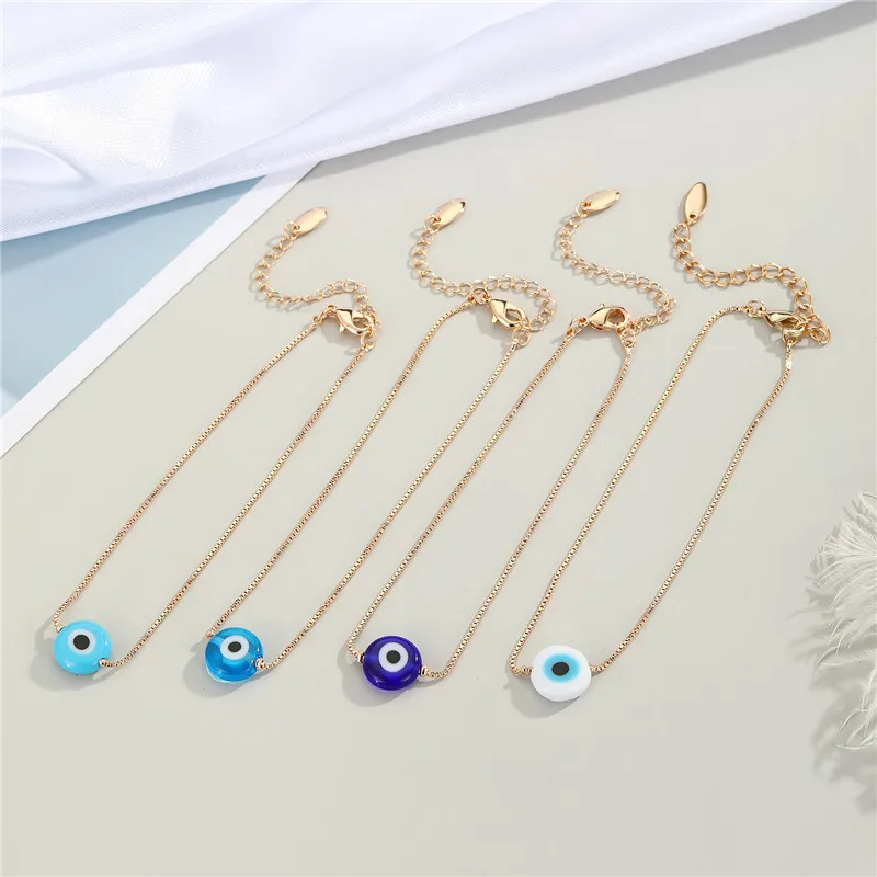 

1Pcs Evil Eye Beaded Ankle Bracelet For Women Gift Trendy Minimalist Round Turkish Lucky Blue Eye Foot Chains Jewelry FB47