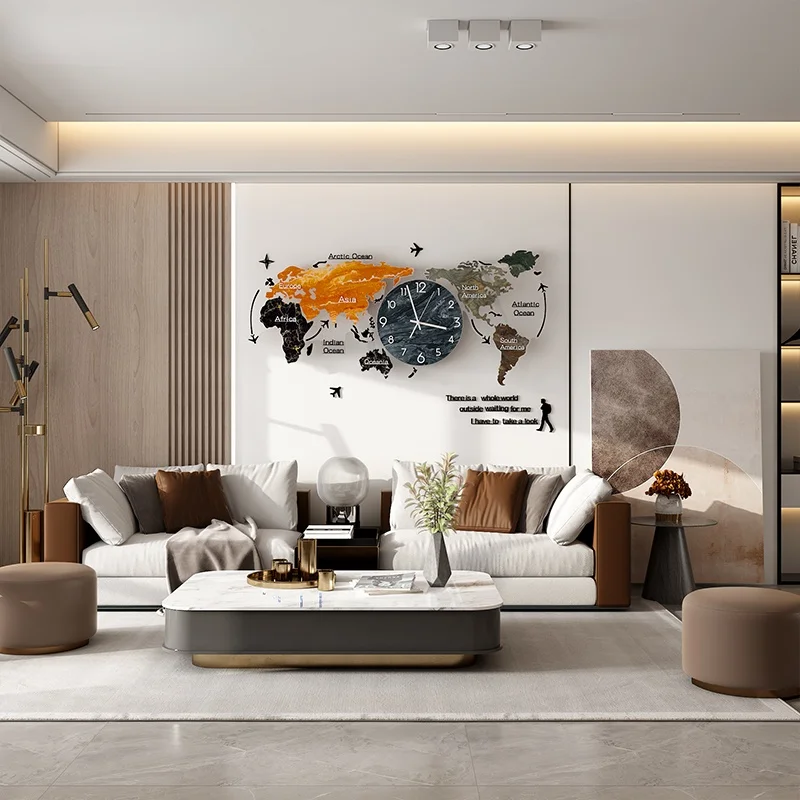 

MEISD 74 см большой мир часы-карта настенные кварцевые бесшумные часы зеркальные наклейки «сделай сам» современные большие часы украшение бес...