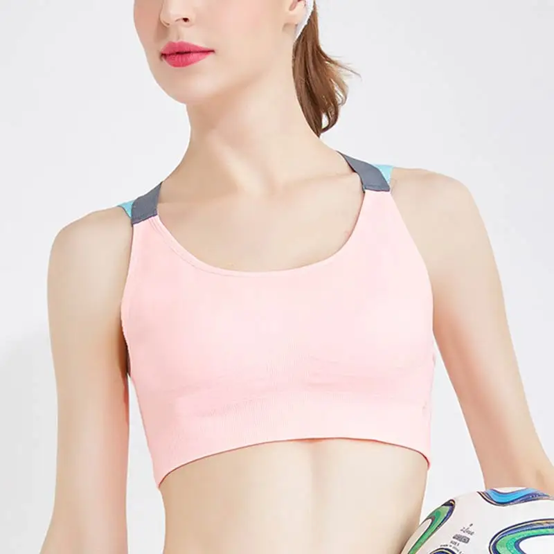 

Comfortable Women Sports Bra Elastic 1PC Professional Quick Dry Soft 5 Colors Adjustable Padded Back Cross Strap