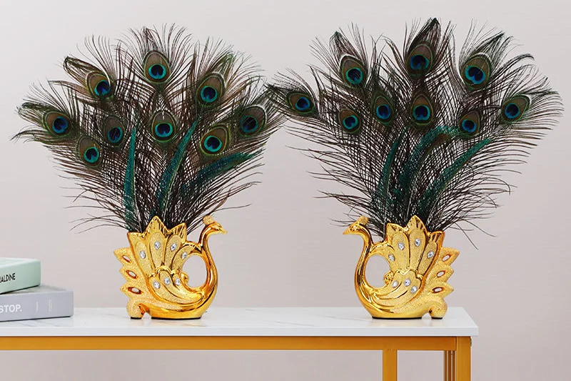 

Ceramic Vase Peacock Feather TV Cabinet Wine Cooler Entryway Living Room Decoration Ornament Wedding Modern Minimalist Vase