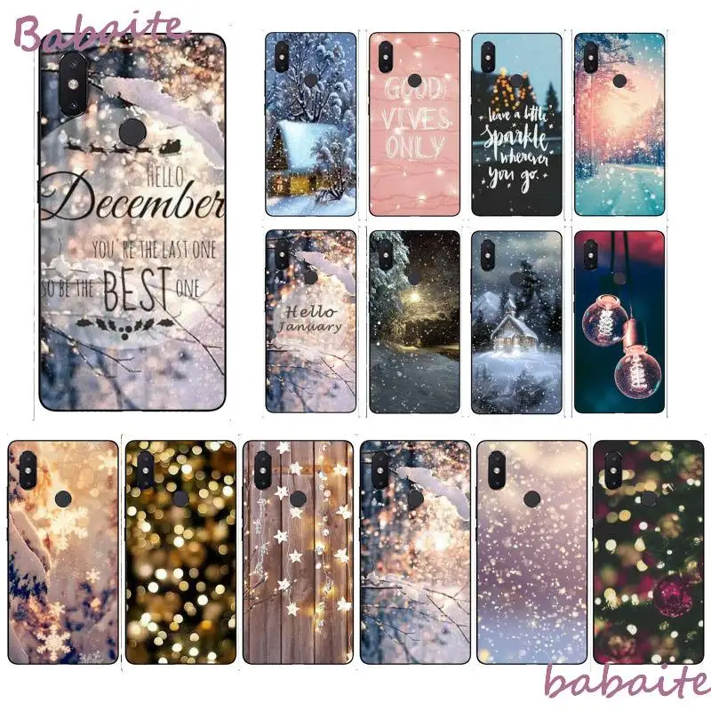 

Babaite Landscape Winter Light Snow Black TPU Soft Silicone PhoneCase Cover for XiaoMi MI mix2s max2 3 A1 5 NOTE 2 3 redmi S2 5A