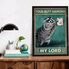 Постер с надписью My Lord, с изображением енота, для туалетной бумаги, настенный рисунок, забавный холст для ванной, декор для ванной, художественный принт