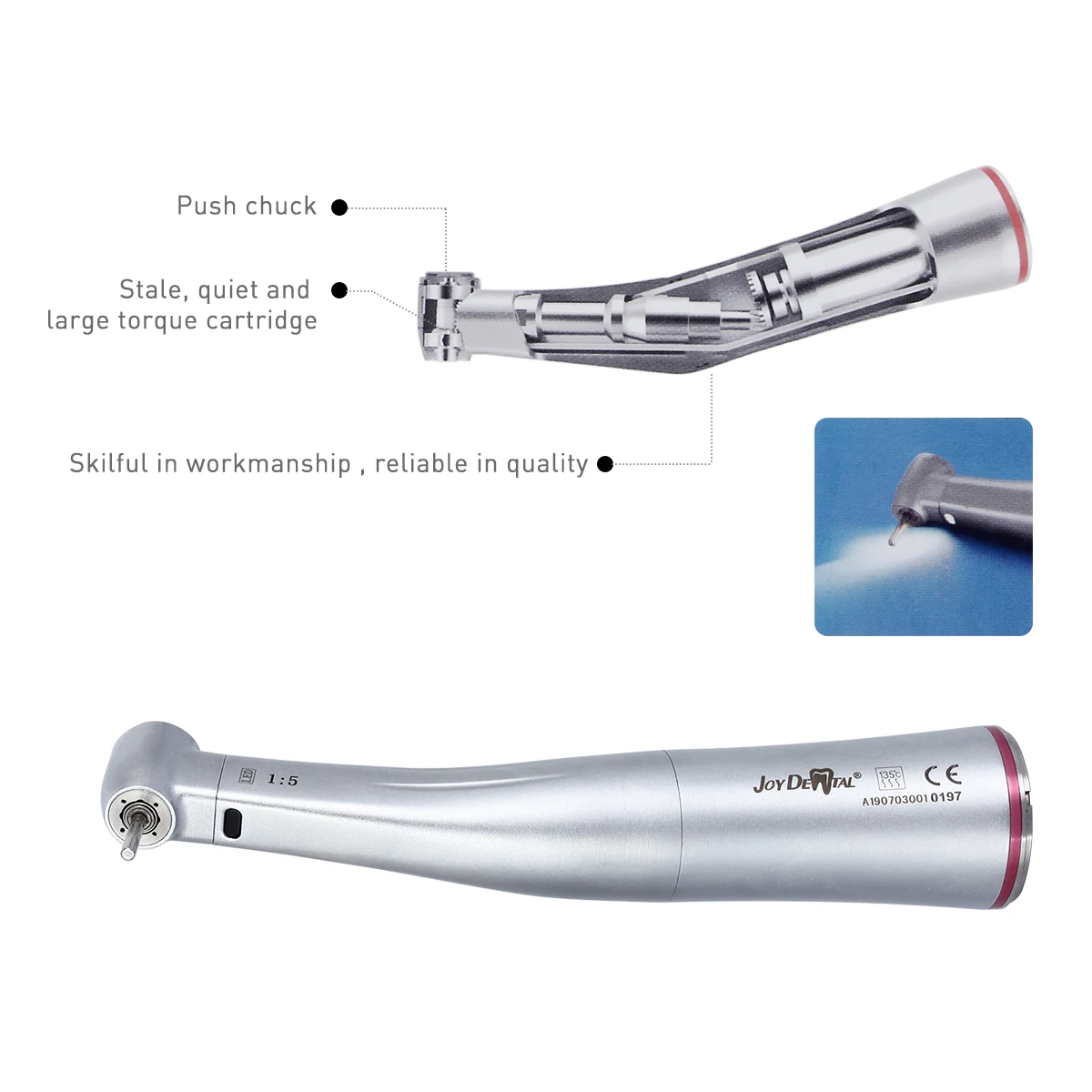 Зубные 1:5 волоконно оптическое увеличение с косым углом Кнопка бормашины патрон