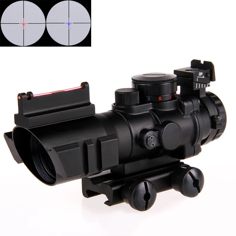 Тактический 4X32 Воздушный прицел красный зеленый и синий w / Tri Illuminated Волоконная