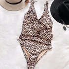 Цельный купальник с леопардовым принтом, Женский сексуальный купальник с эффектом пуш-ап, высококачественный летний купальный костюм, пляжная одежда