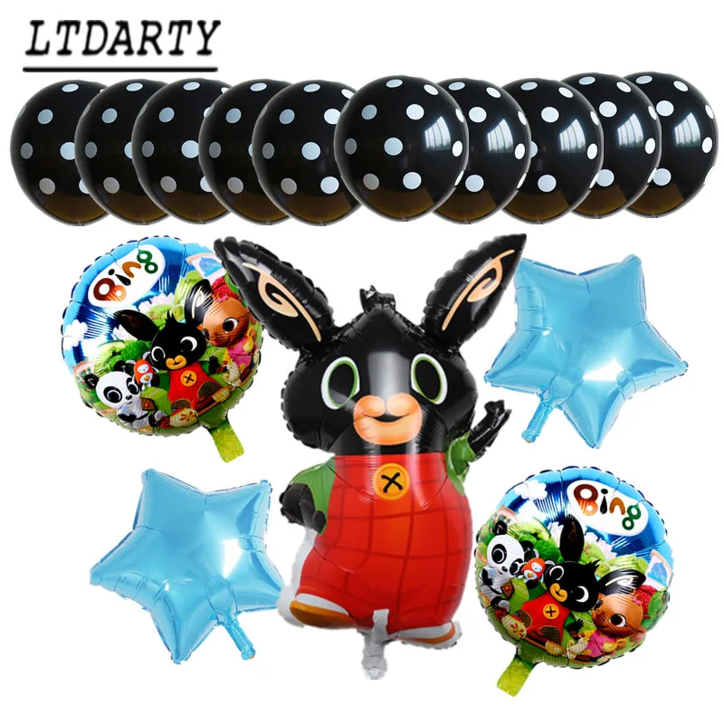 15pcs as picture 15 шт. 86*60 см Bing Банни фольгированные шары мультфильм кролик Воздушные шары 12 дюймов красный черный горошек латексные шары День рождения Декор поставки T - Цвет: 15pcs as picture