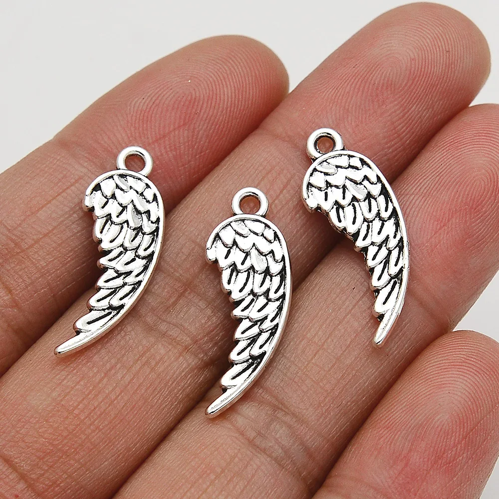 

Посеребренные Подвески 35 шт./лот 10x26 мм в античном стиле с крыльями и перьями, сказочные подвески для ожерелий «сделай сам», материалы для из...