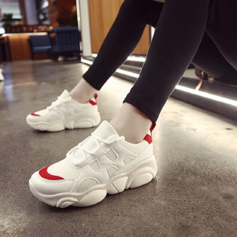 

Ladies casual shoes 2019 spring and autumn new soft bottom muffin breathable mesh face ladies single shoes Korean version
