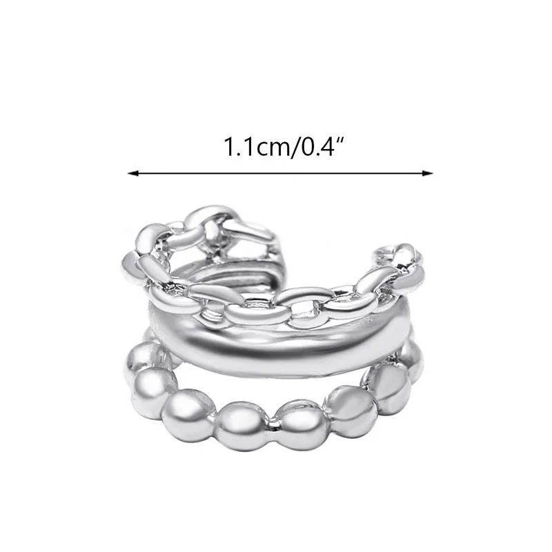 

1Pc Punk Clip Earrings for Women Girls Friends Goth Three-Layer Gold Chain Beads Earcuff Hip Hop Ear Cuffs Fake Piercing Jewelry