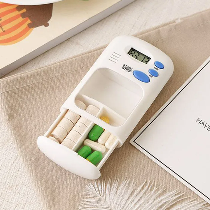 

Mini Portable Pill Reminder Drug Alarm Timer Electronic Box Organizer LED Display Alarm Clock Remind Small First Aid Kit