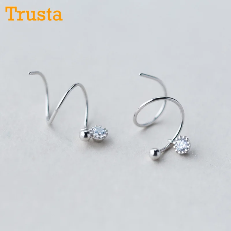 Trusta 100% 925 пробы серебряные женские белые розовые CZ ушные кости Пряжки Кольцо
