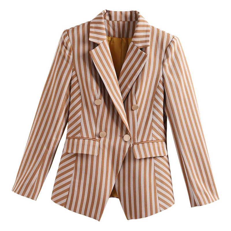 Костюм брючный женский в полоску хаки весна осень одежда для студентов колледжа